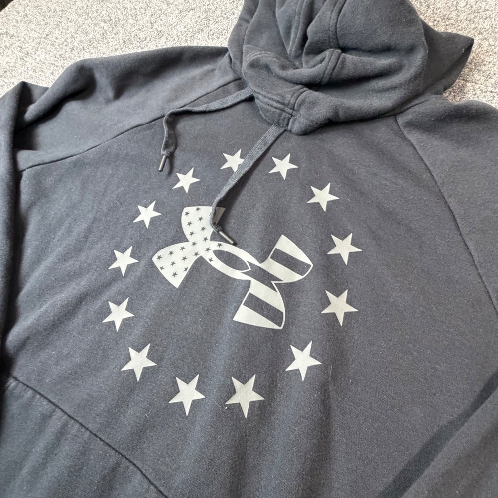 Under Armour Freedom‎ Hoodie Mens Large Black Patriotic Stars Stripes Pullover